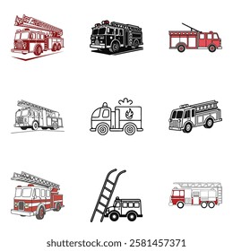 Fire Department Silhouette Icons | EPS10