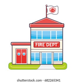 Fire Department Station Building Icon Isolated