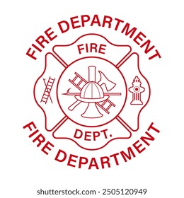 Fire Department Symbol. Fire Department Emblem. International Firefighters Day. Vector Illustration Isolated on White Background. 