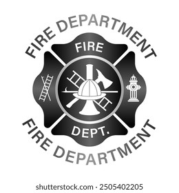 Fire Department Symbol. Fire Department Emblem. International Firefighters Day. Vector Illustration Isolated on White Background. 