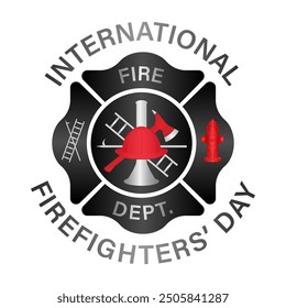 Fire Department Symbol. Fire Department Emblem. International Firefighters Day. Vector Illustration Isolated on White Background. 