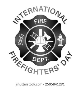 Fire Department Symbol. Fire Department Emblem. International Firefighters Day. Vector Illustration Isolated on White Background. 