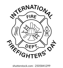 Fire Department Symbol. Fire Department Emblem. International Firefighters Day. Vector Illustration Isolated on White Background. 