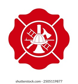 Fire Department Symbol. Fire Department Emblem. Vector Illustration Isolated on White Background. 