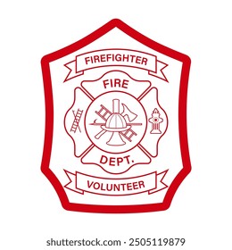 Fire Department Symbol. Fire Department Emblem. Vector Illustration Isolated on White Background. 