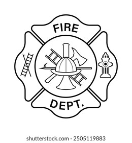 Fire Department Symbol. Fire Department Emblem. Vector Illustration Isolated on White Background. 