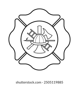 Fire Department Symbol. Fire Department Emblem. Vector Illustration Isolated on White Background. 