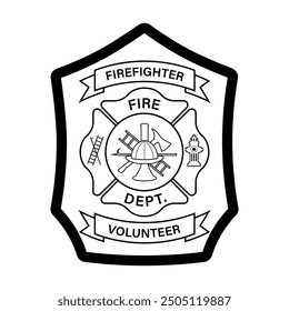 Fire Department Symbol. Fire Department Emblem. Vector Illustration Isolated on White Background. 