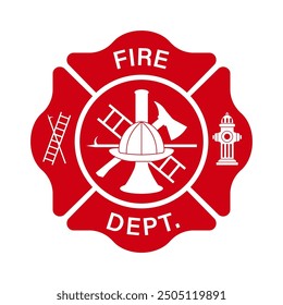 Fire Department Symbol. Fire Department Emblem. Vector Illustration Isolated on White Background. 