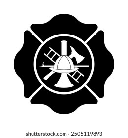 Fire Department Symbol. Fire Department Emblem. Vector Illustration Isolated on White Background. 