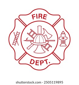 Fire Department Symbol. Fire Department Emblem. Vector Illustration Isolated on White Background. 