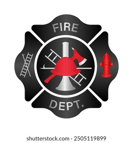 Fire Department Symbol. Fire Department Emblem. Vector Illustration Isolated on White Background. 