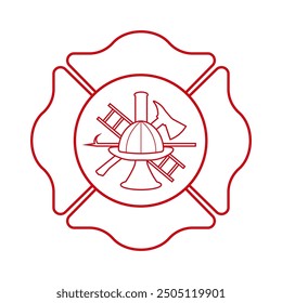 Fire Department Symbol. Fire Department Emblem. Vector Illustration Isolated on White Background. 