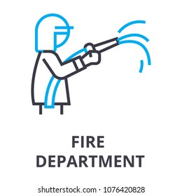 fire department thin line icon, sign, symbol, illustation, linear concept, vector 