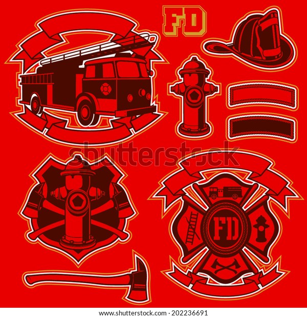 Fire Department Vector Set Stock Vector (Royalty Free) 202236691