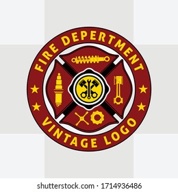 Fire department Vintage logo. Badge Logo for Fire Department.