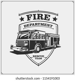 Fire departments emblems with Fire truck.