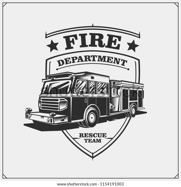 Fire departments\
emblems with Fire truck.