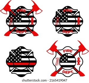 Fire Dept Badge Illustration, American, Fighter Graphic, Department Vector, Protection