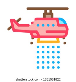 Vector de iconos del helicóptero del depósito de incendios. Símbolo del helicóptero del diagrama de incendios de contorno. Ilustración de símbolo de contorno aislado