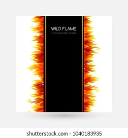 Fire. Design collection. Card with vertical decorative borders