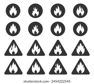 Fire design icon set, simple with red, blue and purple colors suitable to complement your graphics.