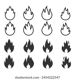 Fire design icon set, simple with red, blue and purple colors suitable to complement your graphics.