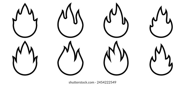 Fire design icon set, simple with red, blue and purple colors suitable to complement your graphics.