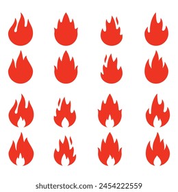 Fire design icon set, simple with red, blue and purple colors suitable to complement your graphics.