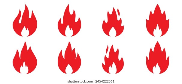 Fire design icon set, simple with red, blue and purple colors suitable to complement your graphics.