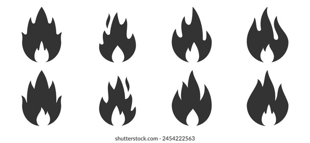 Fire design icon set, simple with red, blue and purple colors suitable to complement your graphics.