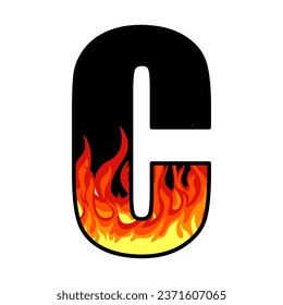 fire design on alphabet letters vector