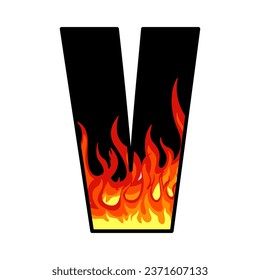 fire design on alphabet letters vector