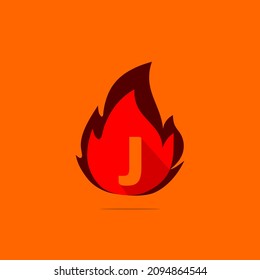 fire design template combination with j letter , hot fire icon vector.