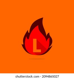 fire design template combination with l letter , hot fire icon vector.