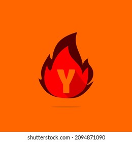 fire design template combination with y letter , hot fire icon vector.