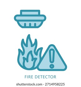 Detector De Incendios Icono De Tono Dual Mini Ilustración, Uso Para Concepto Moderno, Impresión, Ui, Kit Ux, Web Y Desarrollo De App. Vector Relacionado Con Bomberos, Rescate Y Más