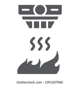 Fire Detector Glyph Icon, Alarm And Equipment, Smoke Detector Sign, Vector Graphics, A Solid Pattern On A White Background, Eps 10.