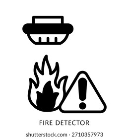 Fire Detector Glyph Icon Mini Illustration, Use For Modern Concept, Print, Ui, Ux Kit, Web And App Development. Vector Related To Firefighter, Rescue And More