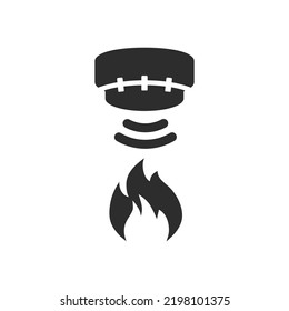 Fire detector icon. Alarm sensor. Monochrome black and white symbol