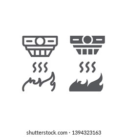 Fire Detector Line And Glyph Icon, Alarm And Equipment, Smoke Detector Sign, Vector Graphics, A Linear Pattern On A White Background, Eps 10.