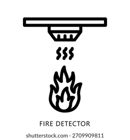 Fire Detector Outline Icon Mini Illustration, Use For Modern Concept, Print, Ui, Ux Kit, Web And App Development. Vector Related To Firefighter, Rescue And More