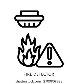Fire Detector Umrisssymbol Mini-Illustration, Verwendung für moderne Konzeption, Print, UI, UX-Kit, Web und App-Entwicklung. Vektor verwandt mit Feuerwehrmann, Rettung und mehr