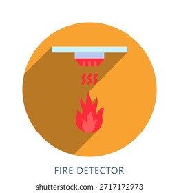 Fire Detector Rounded Flat Color Icon Mini Illustration, Use For Modern Concept, Print, Ui, Ux Kit, Web And App Development. Vector Related To Firefighter, Rescue And More