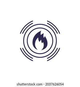 Fire detector, sensor icon on white
