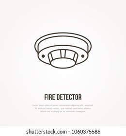Fire detector sign. Firefighting, safety equipment flat line icon.