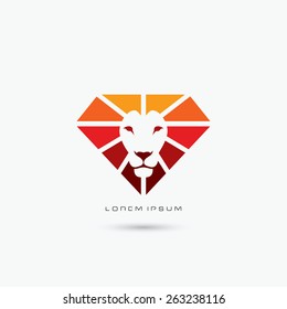 Fire diamond lion symbol - vector illustration 
