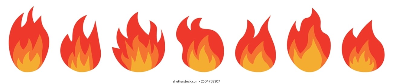 Fire different variations icon set. Vector