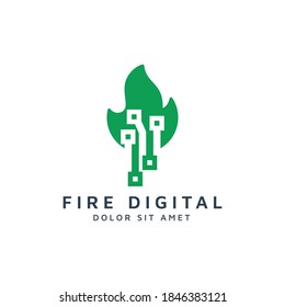 fire and digital negative space logo design