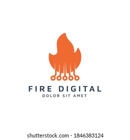 fire and digital negative space logo design